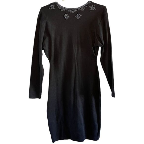VTG Garland Long Sleeve Wool Blend Embellished Dress - Picture 1 of 16